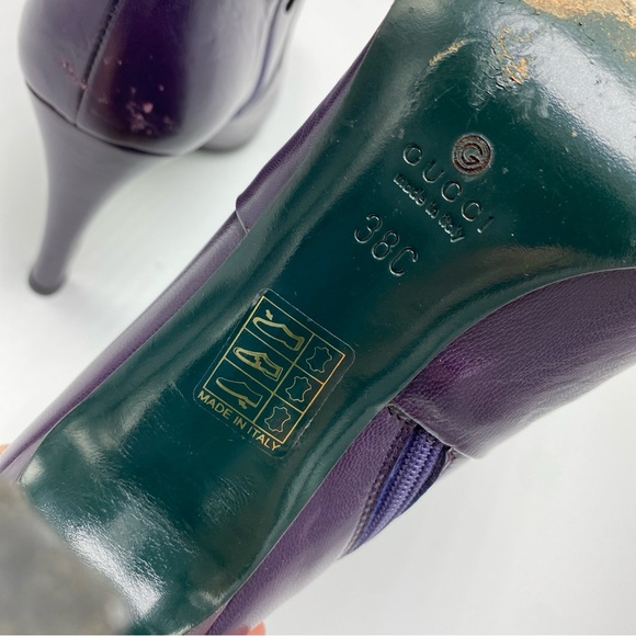 Gucci size 8 / 38 Purple Ankle Booties with Gold Hardware - Picture 9 of 11